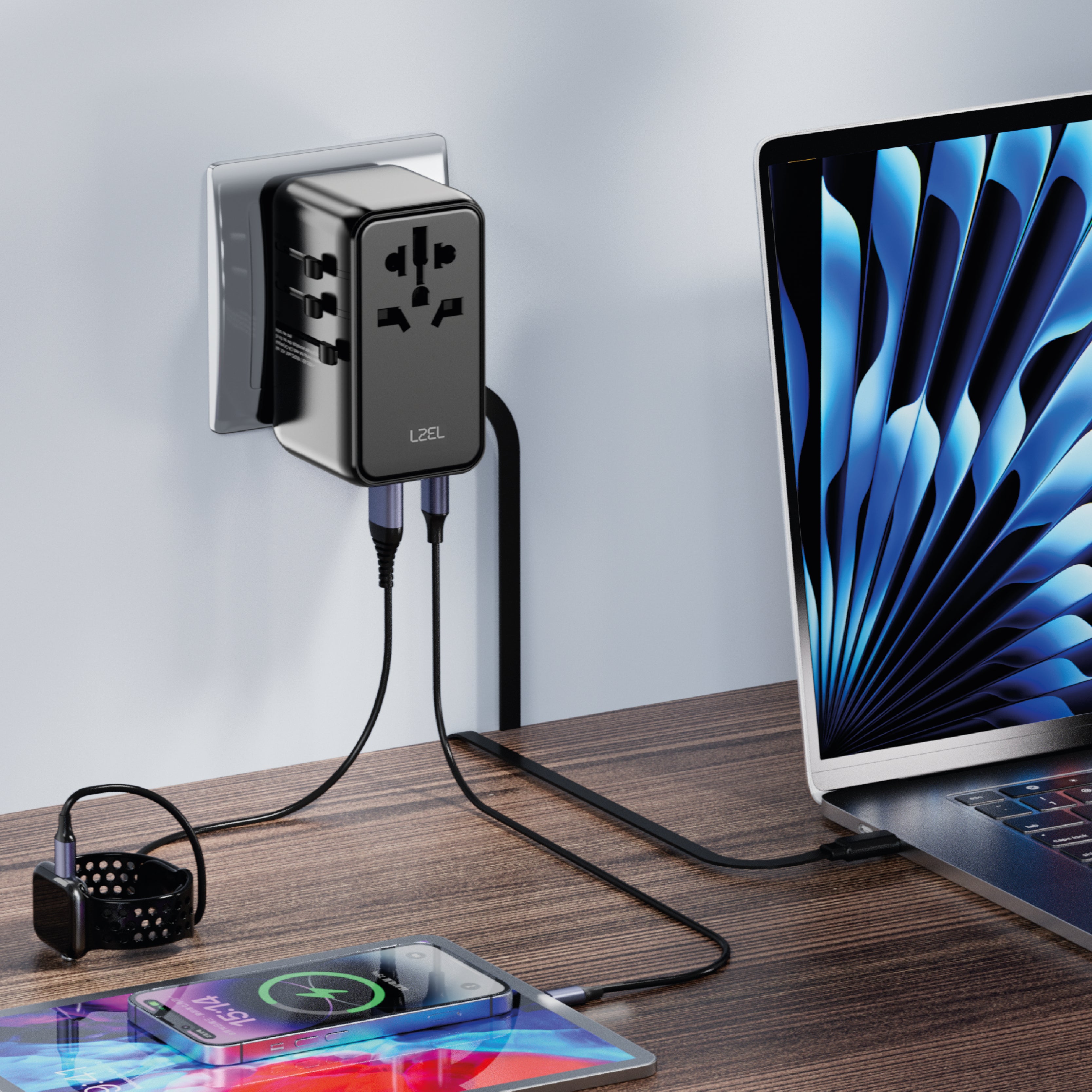 LZEL Voyage Elite Travel 45W GAN USB-C Fast Charging Adapter With Type-C Cable | Black LZEL Voyage Elite Travel 45W GAN USB-C Fast Charging Adapter With Type-C Cable | Black